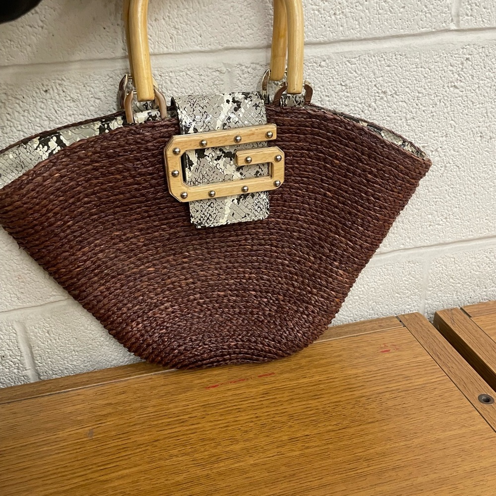 Guess Brown and Gray Tote Bag with Sturdy Design